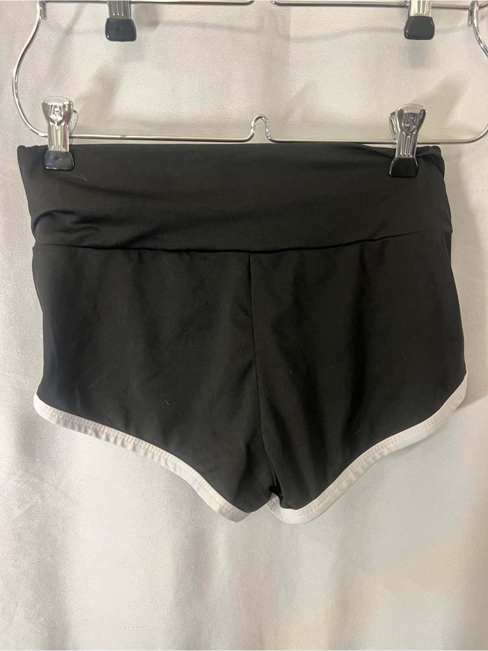 Women’s Black High-Waist Athletic Shorts with White Trim